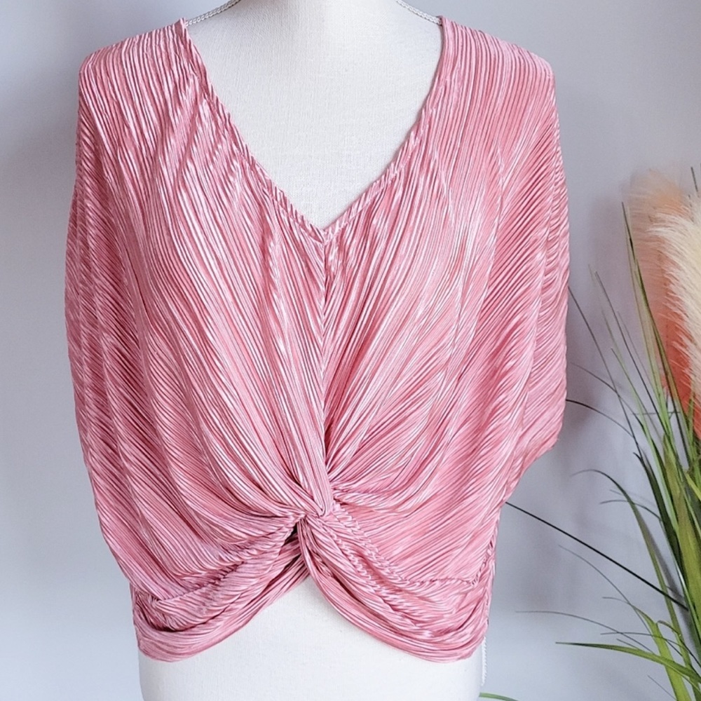Eri & Ali Anthropologie Pink Rose Pleated Windward Blouse Top Medium